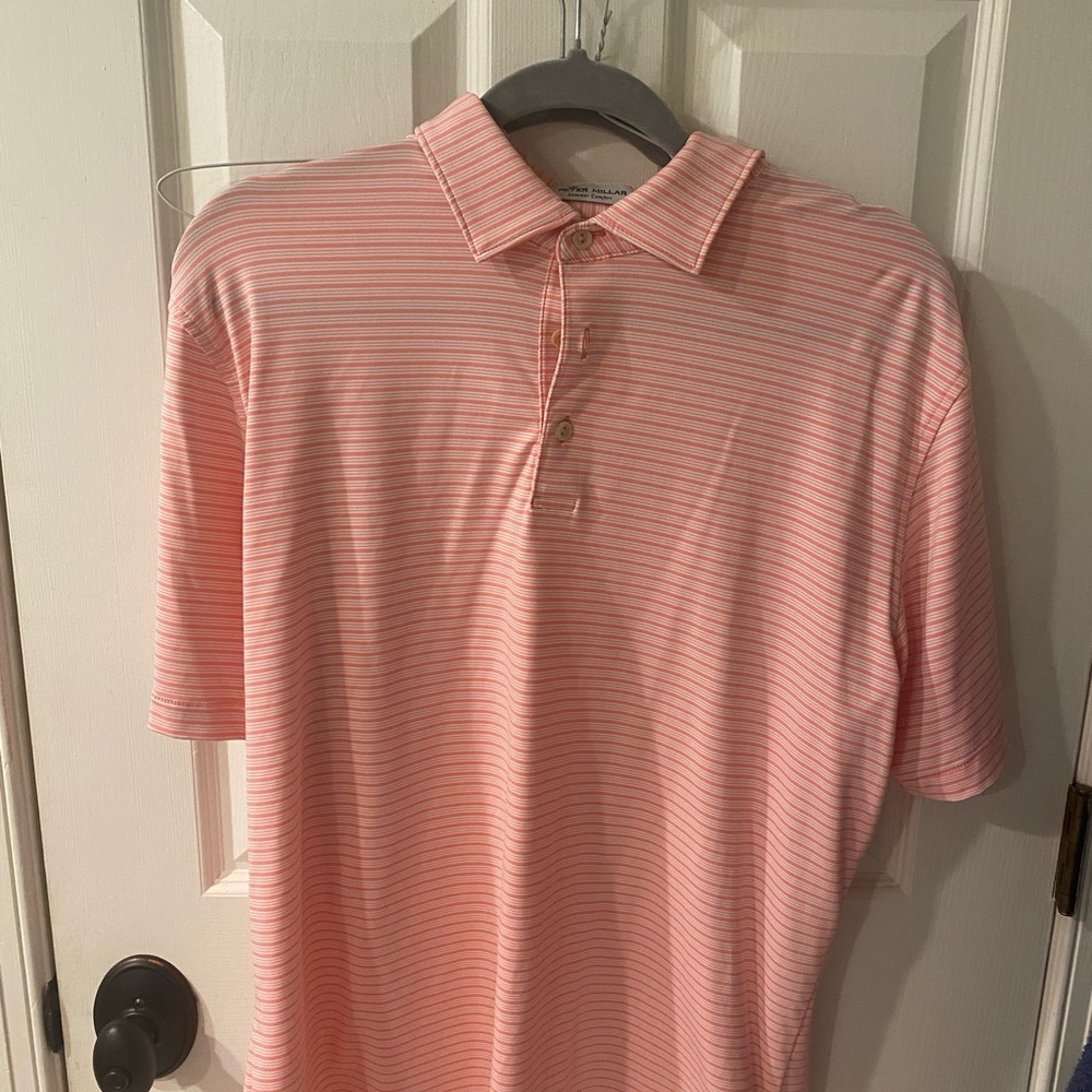 Peter Millar Pink Polo Shirt Classic Stripes